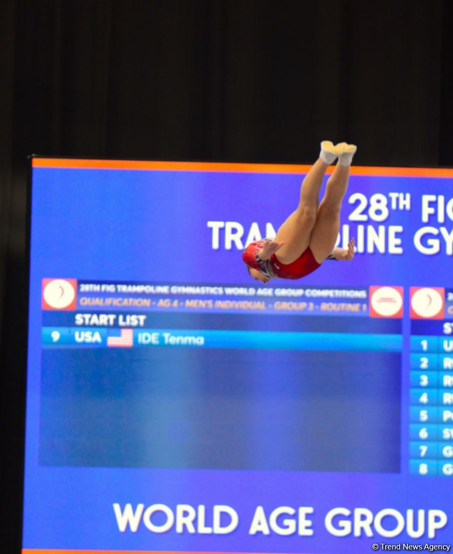 Milli Gimnastika Arenasında Batut Gimnastikası üzrə Dünya Yaş Qrupları Yarışları davam edir (FOTO)