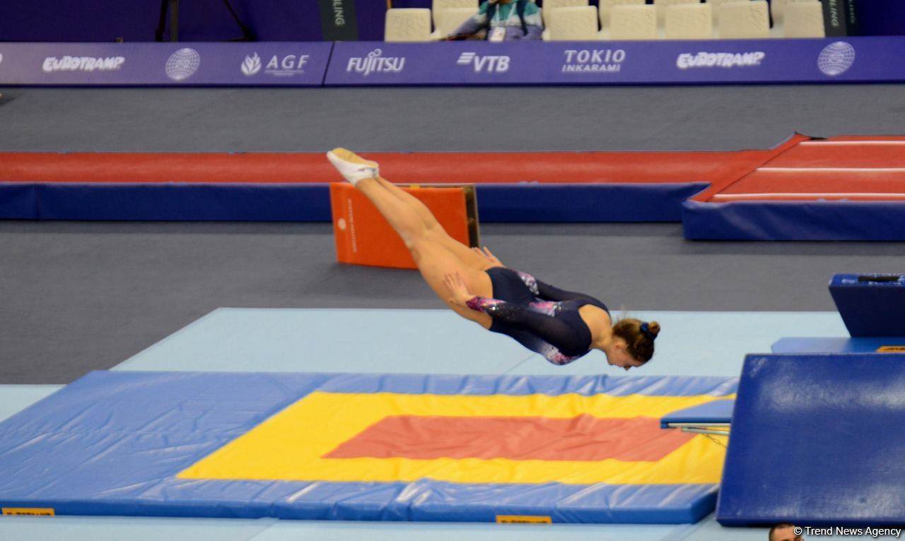 Bakıda Batut Gimnastikası üzrə 28-ci Dünya Yaş Qrupları Yarışlarının ikinci günü start götürüb (FOTO)