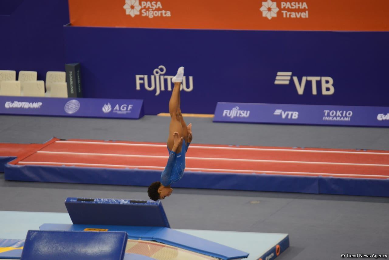 Bakıda Batut Gimnastikası üzrə 28-ci Dünya Yaş Qrupları Yarışlarının ikinci günü start götürüb (FOTO)