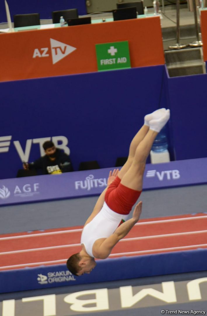 Bakıda Batut Gimnastikası üzrə 28-ci Dünya Yaş Qrupları Yarışlarının ikinci günü start götürüb (FOTO)