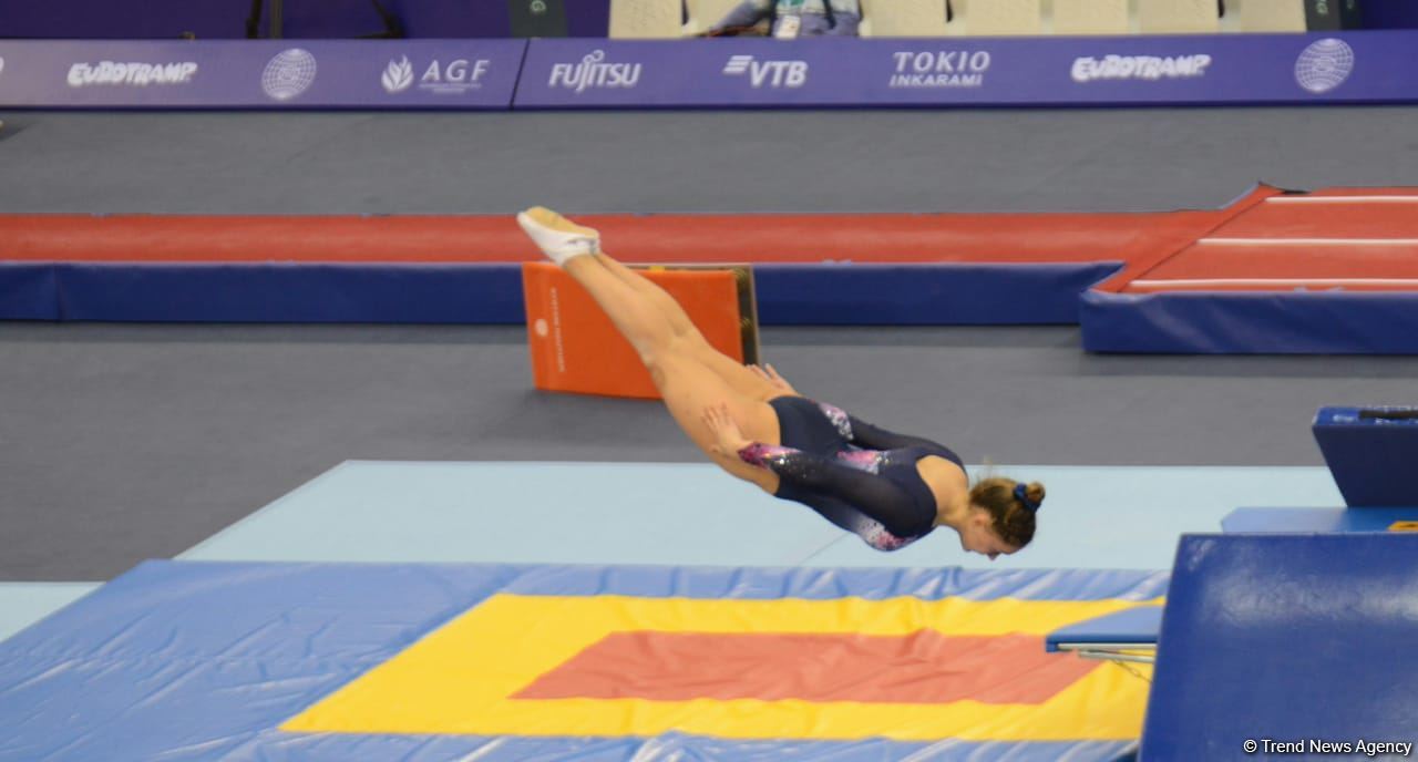 Bakıda Batut Gimnastikası üzrə 28-ci Dünya Yaş Qrupları Yarışlarının ikinci günü start götürüb (FOTO)