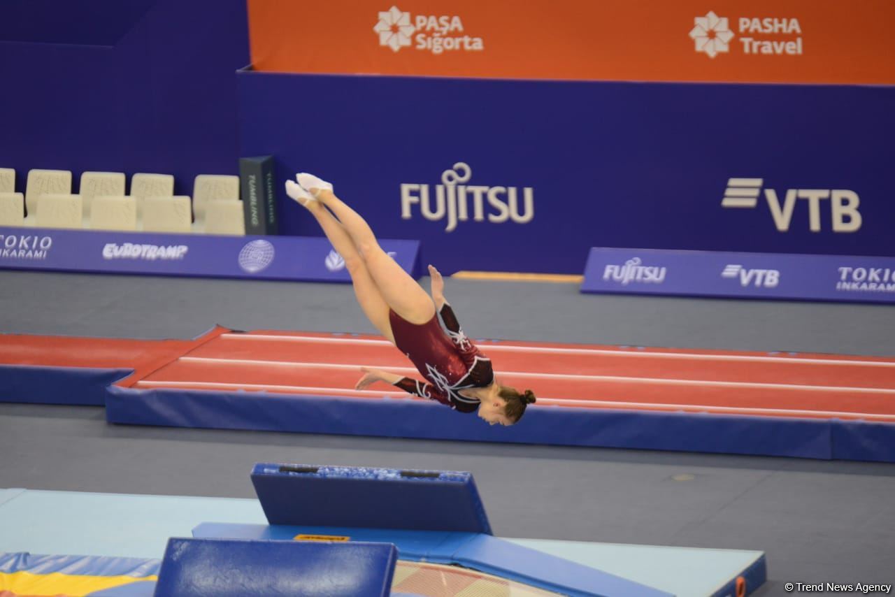 Bakıda Batut Gimnastikası üzrə 28-ci Dünya Yaş Qrupları Yarışlarının ikinci günü start götürüb (FOTO)