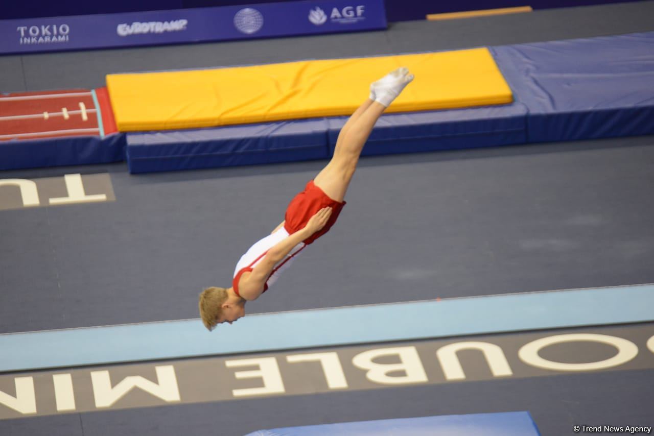 Bakıda Batut Gimnastikası üzrə 28-ci Dünya Yaş Qrupları Yarışlarının ikinci günü start götürüb (FOTO)