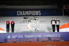 Batut gimnastikası və tamblinq üzrə Dünya Yaş Qrupu Yarışlarının final gününün qaliblərinin mükafatlandırılması mərasimi keçirilib