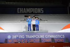 Batut gimnastikası və tamblinq üzrə Dünya Yaş Qrupu Yarışlarının final gününün qaliblərinin mükafatlandırılması mərasimi keçirilib