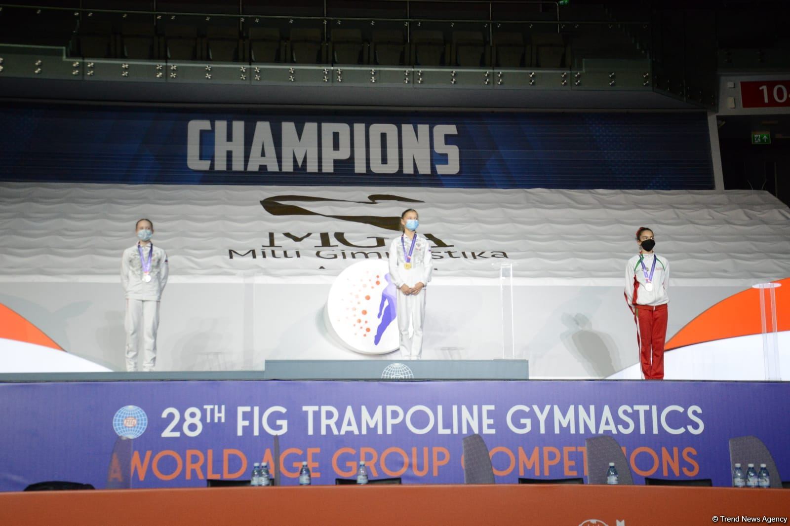 Batut gimnastikası və tamblinq üzrə Dünya Yaş Qrupu Yarışlarının final gününün qaliblərinin mükafatlandırılması mərasimi keçirilib