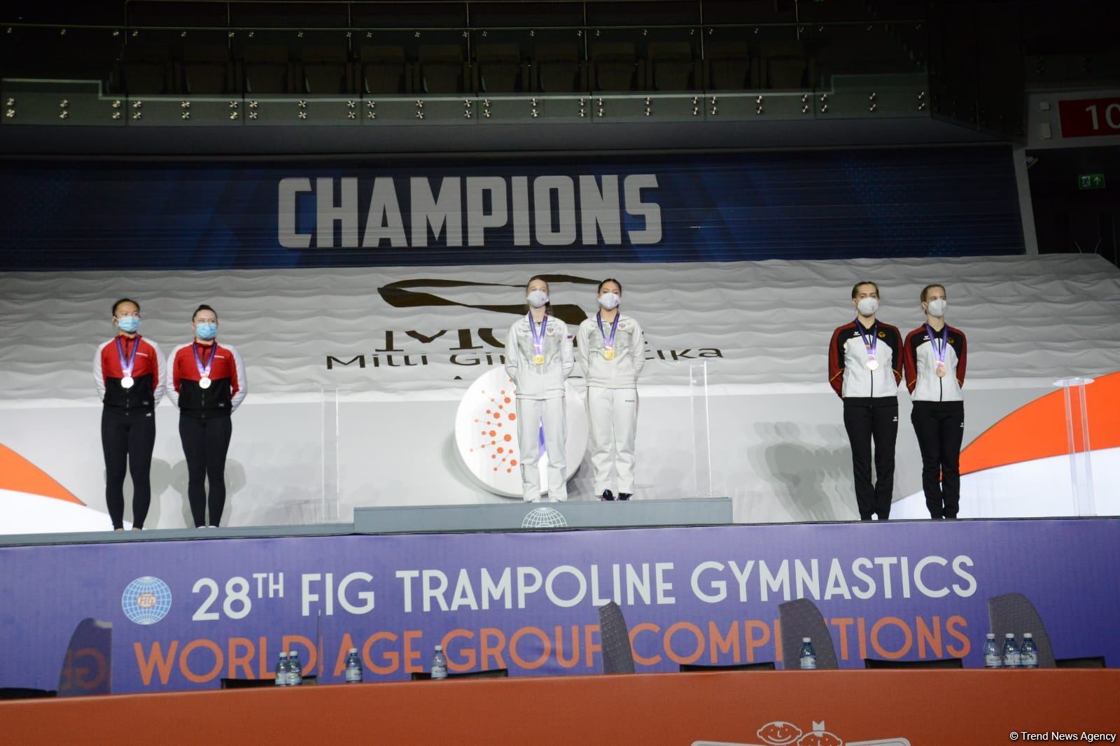 Batut gimnastikası və tamblinq üzrə Dünya Yaş Qrupu Yarışlarının final gününün qaliblərinin mükafatlandırılması mərasimi keçirilib