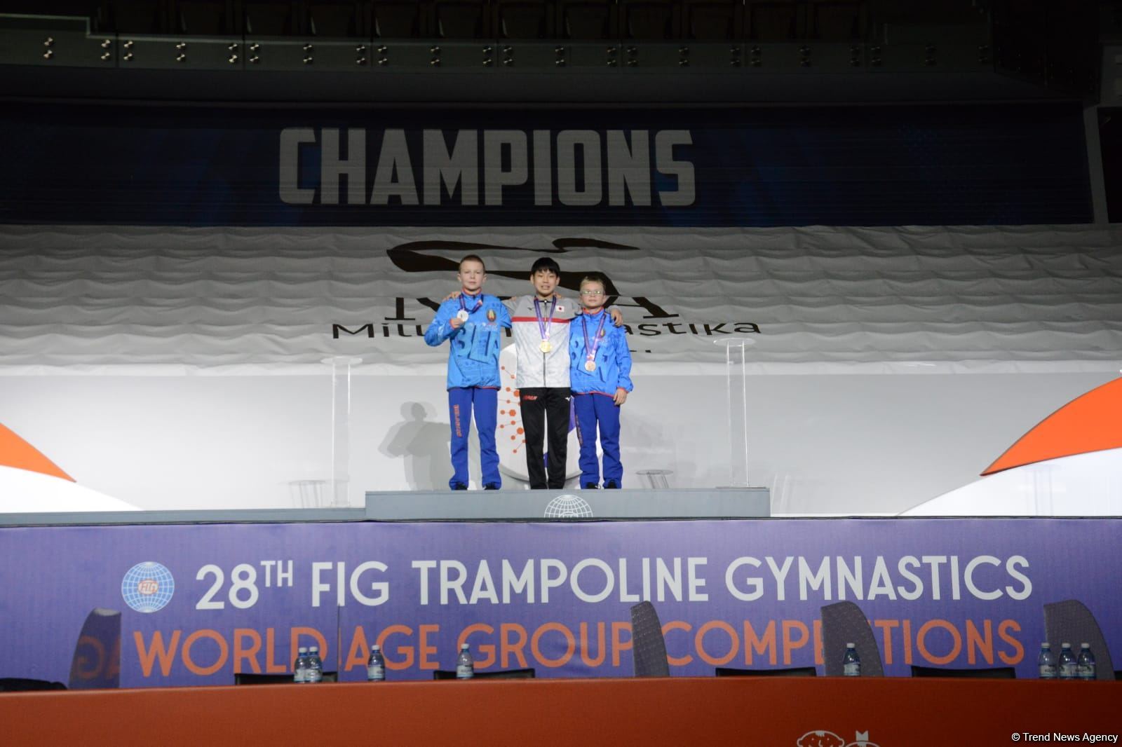 Batut gimnastikası və tamblinq üzrə Dünya Yaş Qrupu Yarışlarının final gününün qaliblərinin mükafatlandırılması mərasimi keçirilib