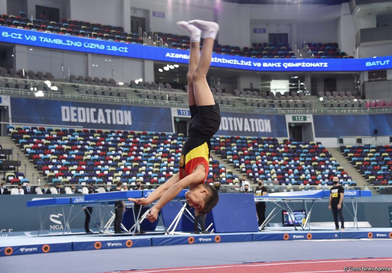 Milli Gimnastika Arenasında batut gimnastikası üzrə 6-cı, tamblinq üzrə 18-ci Azərbaycan Birinciliyi və Bakı Çempionatı start götürüb (FOTO)