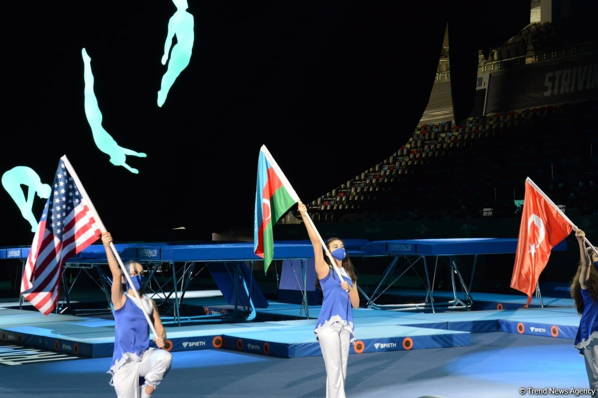 Bakıda batut gimnastikası üzrə Dünya Kubokunun açılış mərasimi keçirilib (FOTO)