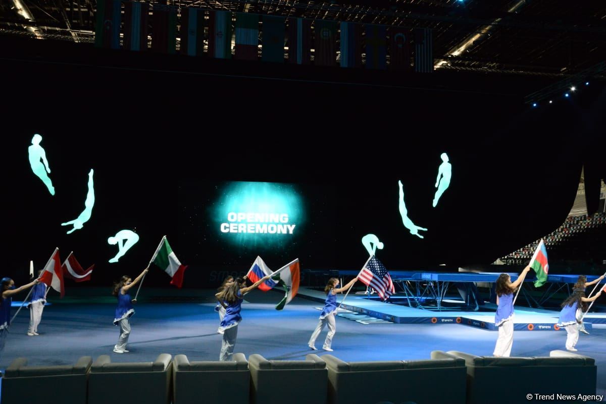 Bakıda batut gimnastikası üzrə Dünya Kubokunun açılış mərasimi keçirilib (FOTO)