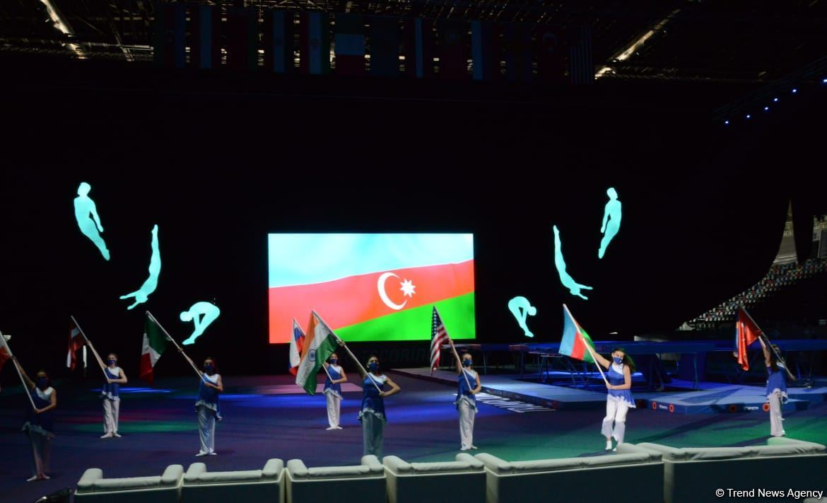 Bakıda batut gimnastikası üzrə Dünya Kubokunun açılış mərasimi keçirilib (FOTO)