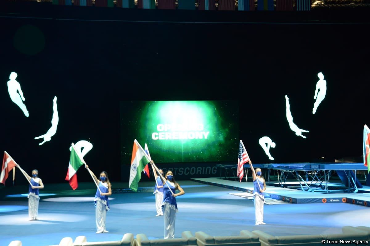 Bakıda batut gimnastikası üzrə Dünya Kubokunun açılış mərasimi keçirilib (FOTO)