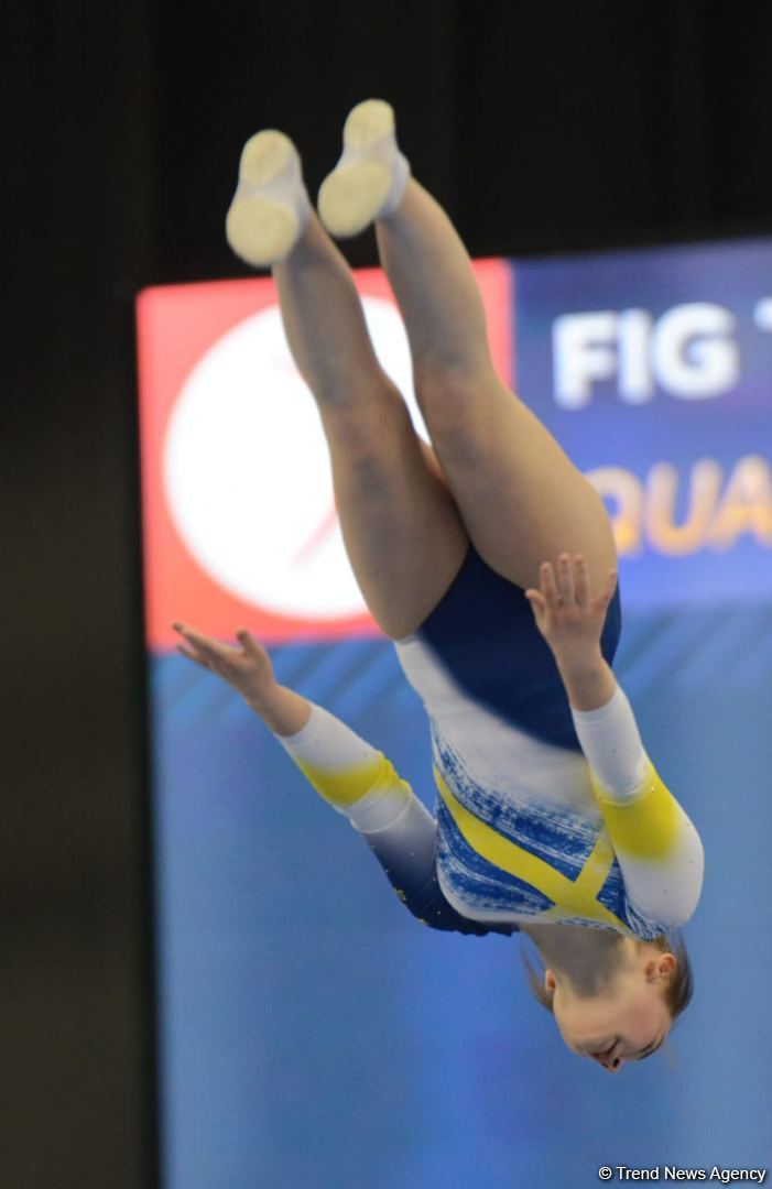 Bakıda keçirilən batut gimnastikası üzrə Dünya Kubokunun ilk günündən maraqlı anlar (FOTO)