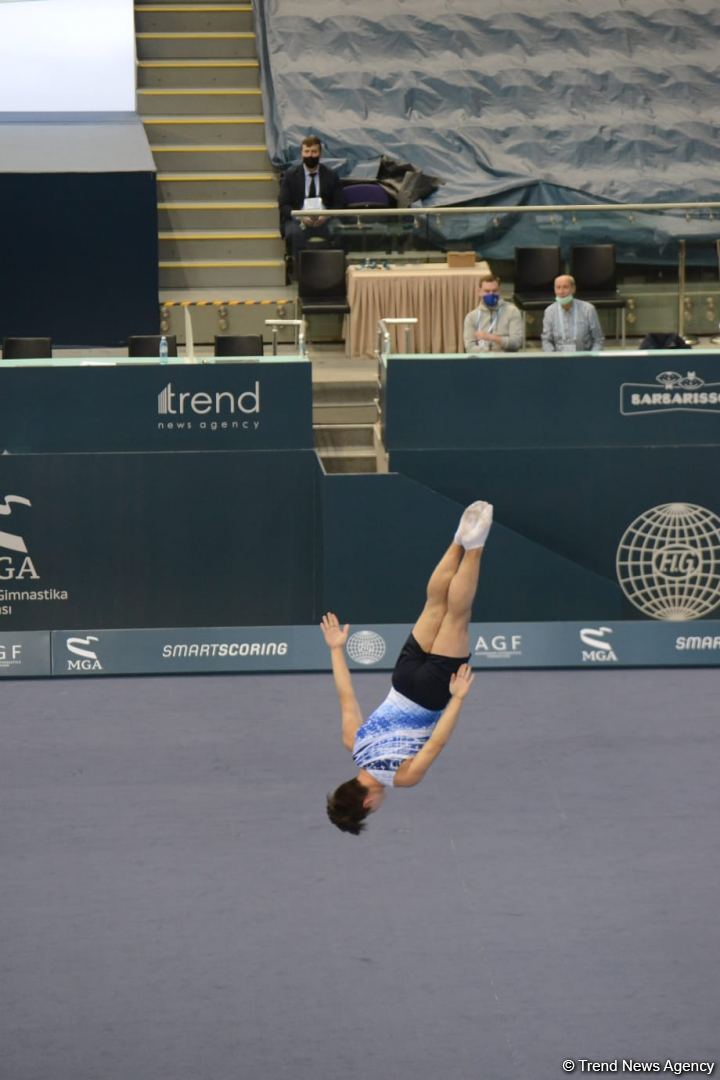 Bakıda batut gimnastikası üzrə Dünya Kubokunun final gününə start verilib (FOTO)