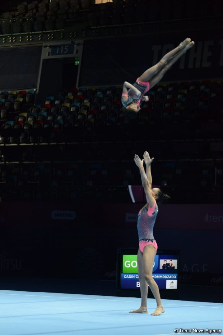 Milli Gimnastika Arenasında akrobatika gimnastikası üzrə 27-ci Azərbaycan Birinciliyi və Bakı Çempionatının final günü start götürüb (FOTO)