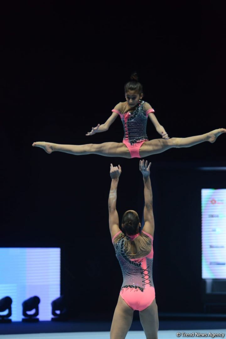 Milli Gimnastika Arenasında akrobatika gimnastikası üzrə 27-ci Azərbaycan Birinciliyi və Bakı Çempionatının final günü start götürüb (FOTO)