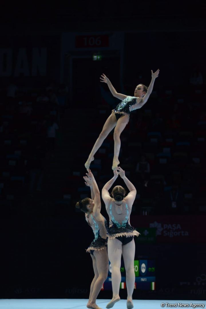 Bakıda akrobatika gimnastikası üzrə 12-ci Dünya Yaş Qrupları Yarışlarının birinci günündən gözəl anlar (FOTO)