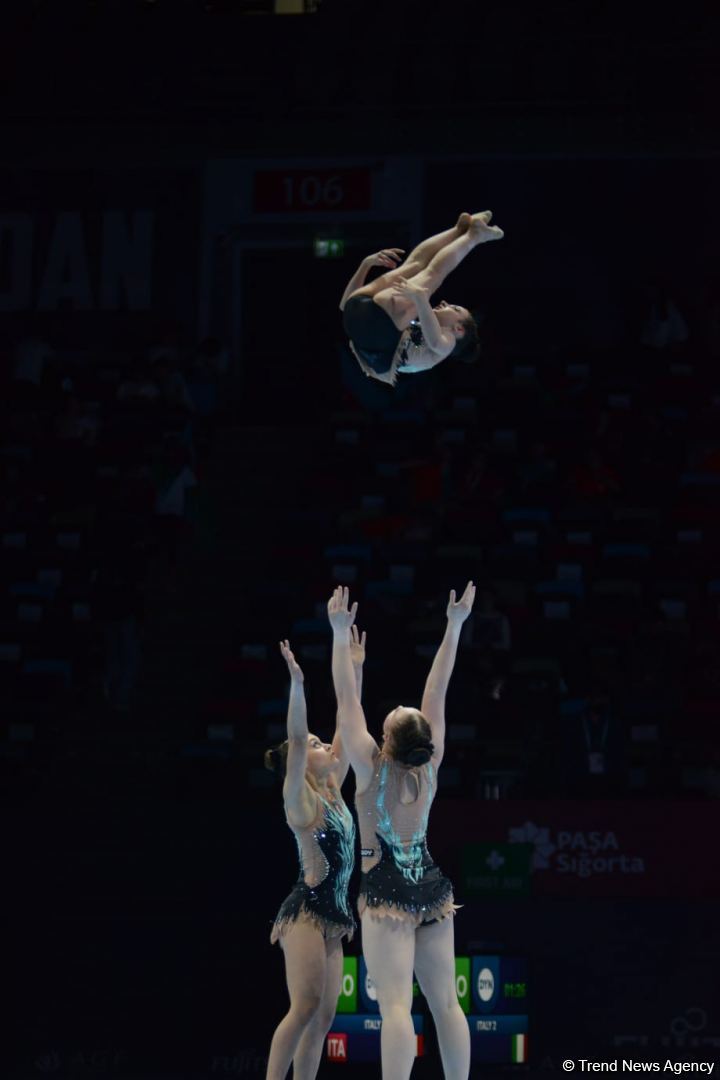 Bakıda akrobatika gimnastikası üzrə 12-ci Dünya Yaş Qrupları Yarışlarının birinci günündən gözəl anlar (FOTO)