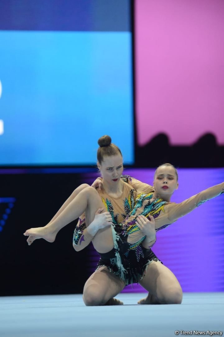 Bakıda akrobatika gimnastikası üzrə 12-ci Dünya Yaş Qrupları Yarışlarının birinci günündən gözəl anlar (FOTO)