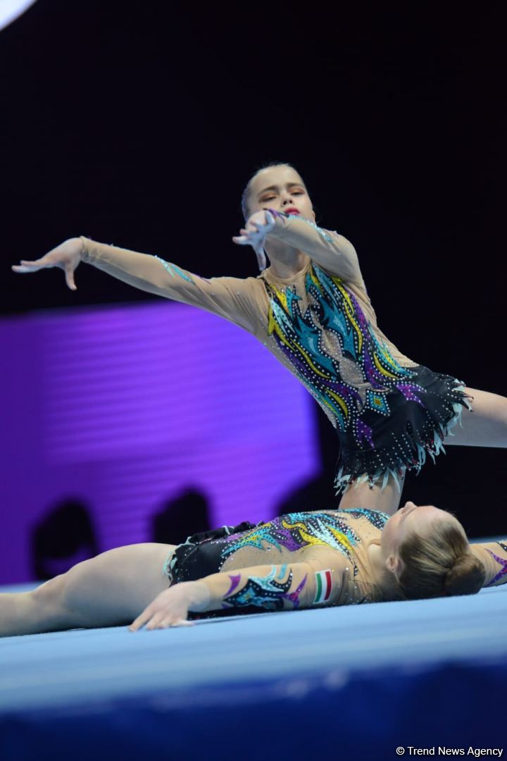 Bakıda akrobatika gimnastikası üzrə 12-ci Dünya Yaş Qrupları Yarışlarının birinci günündən gözəl anlar (FOTO)