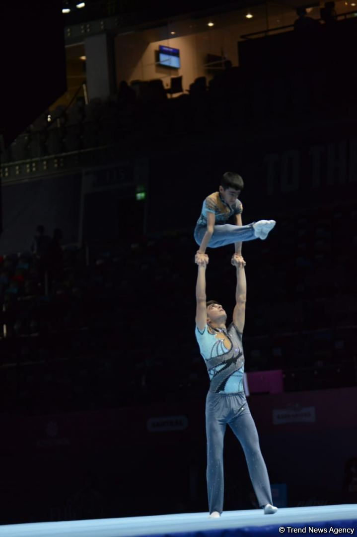 Bakıda Akrobatika Gimnastikası üzrə 12-ci Dünya Yaş Qrupları Yarışlarının birinci günü start götürüb (FOTO)