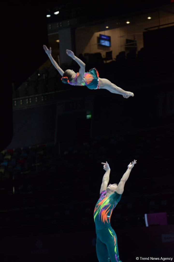 Bakıda Akrobatika Gimnastikası üzrə 12-ci Dünya Yaş Qrupları Yarışlarının birinci günü start götürüb (FOTO)