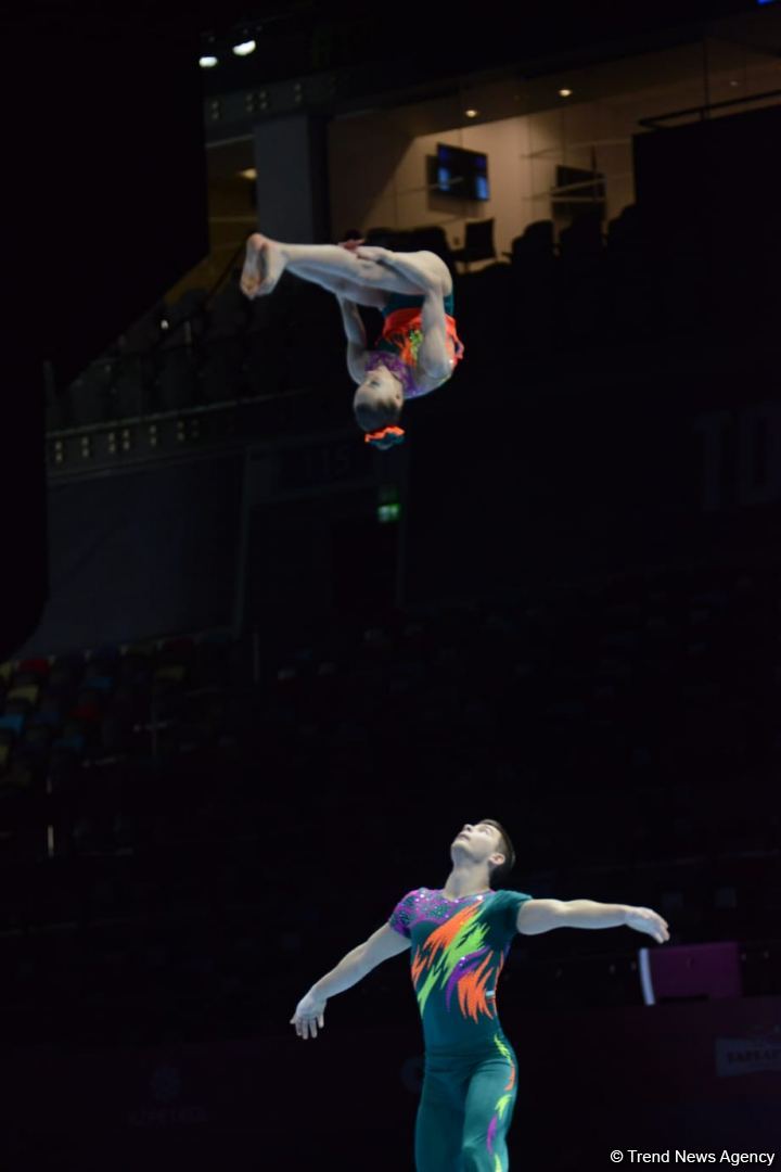Bakıda Akrobatika Gimnastikası üzrə 12-ci Dünya Yaş Qrupları Yarışlarının birinci günü start götürüb (FOTO)