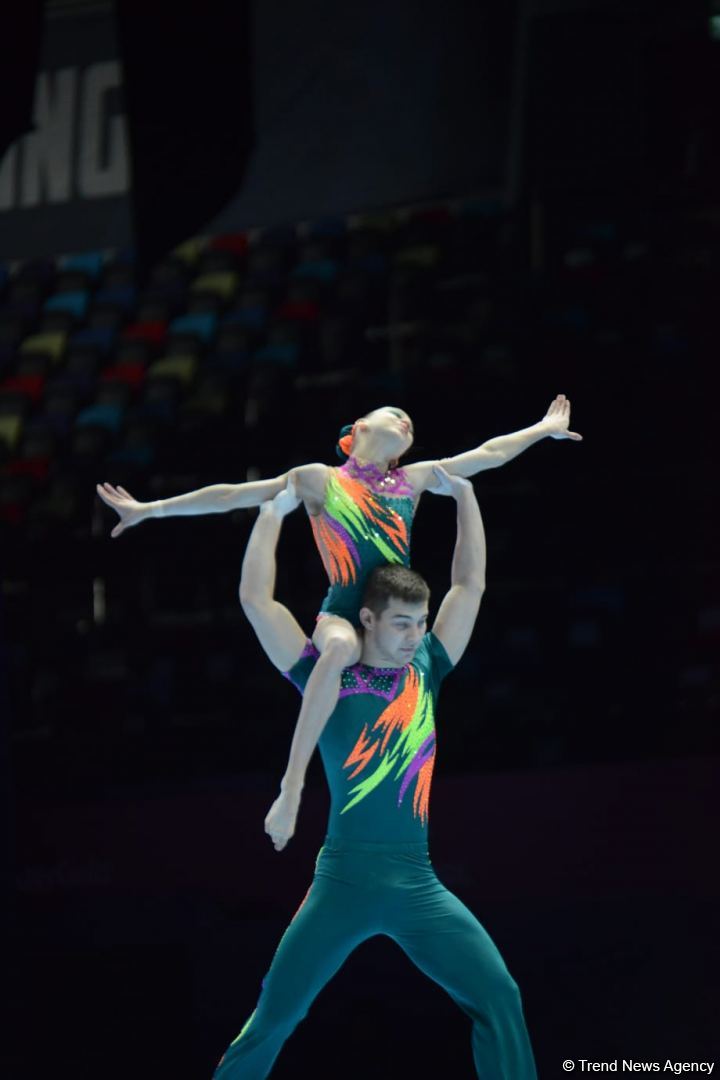 Bakıda Akrobatika Gimnastikası üzrə 12-ci Dünya Yaş Qrupları Yarışlarının birinci günü start götürüb (FOTO)