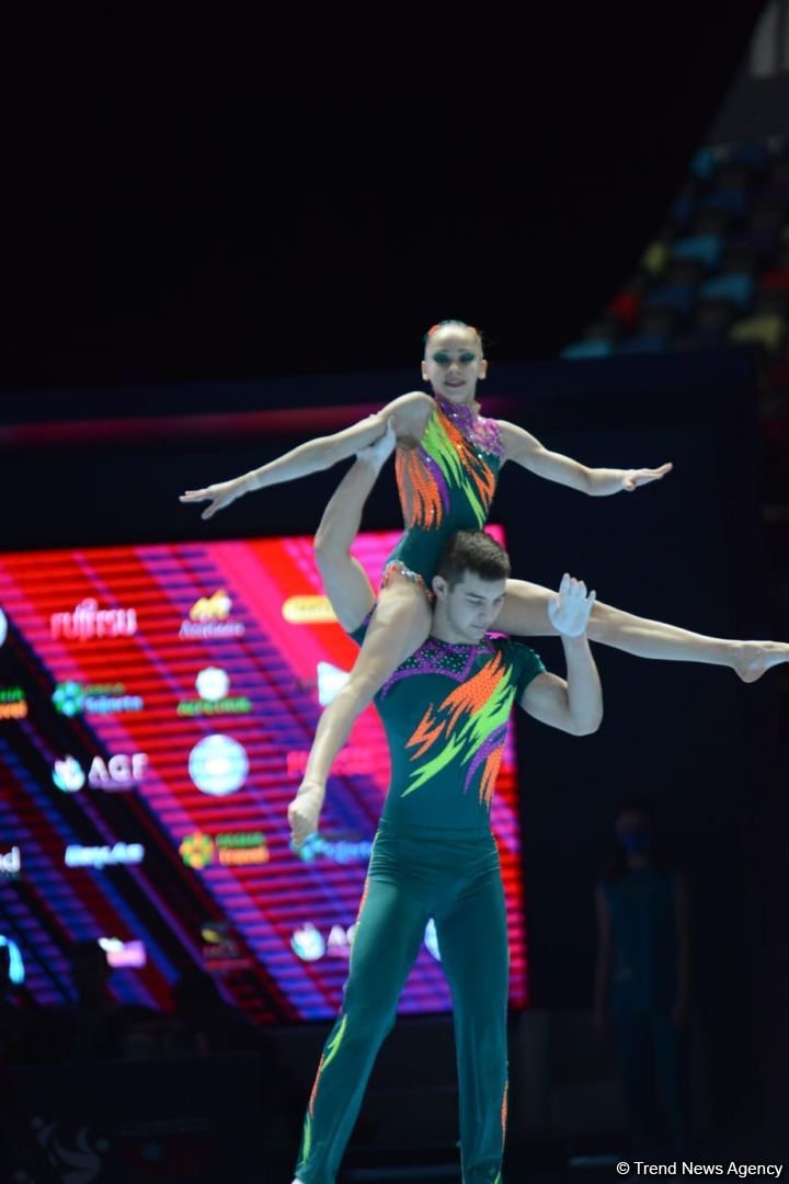 Bakıda Akrobatika Gimnastikası üzrə 12-ci Dünya Yaş Qrupları Yarışlarının birinci günü start götürüb (FOTO)