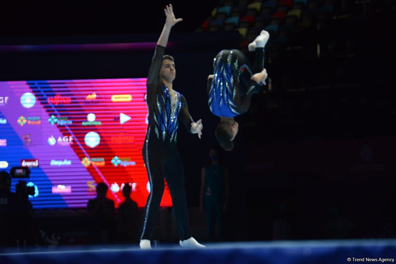 Bakıda Akrobatika Gimnastikası üzrə 12-ci Dünya Yaş Qrupları Yarışlarının birinci günü start götürüb (FOTO)