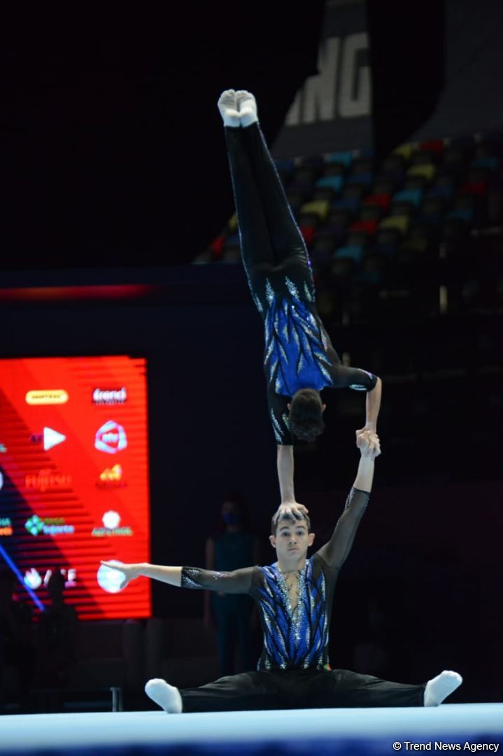 Bakıda Akrobatika Gimnastikası üzrə 12-ci Dünya Yaş Qrupları Yarışlarının birinci günü start götürüb (FOTO)