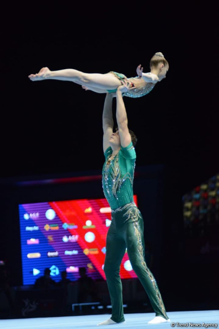 Bakıda Akrobatika Gimnastikası üzrə 12-ci Dünya Yaş Qrupları Yarışlarının birinci günü start götürüb (FOTO)