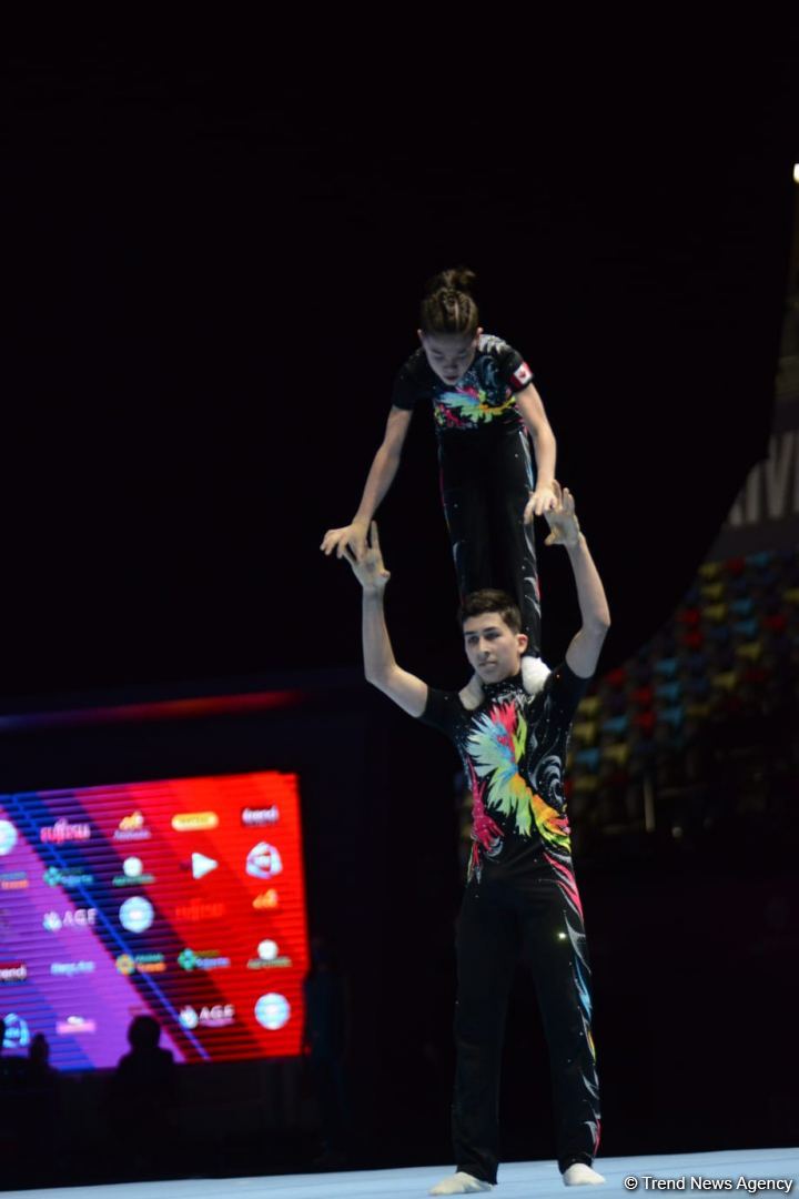 Bakıda Akrobatika Gimnastikası üzrə 12-ci Dünya Yaş Qrupları Yarışlarının birinci günü start götürüb (FOTO)
