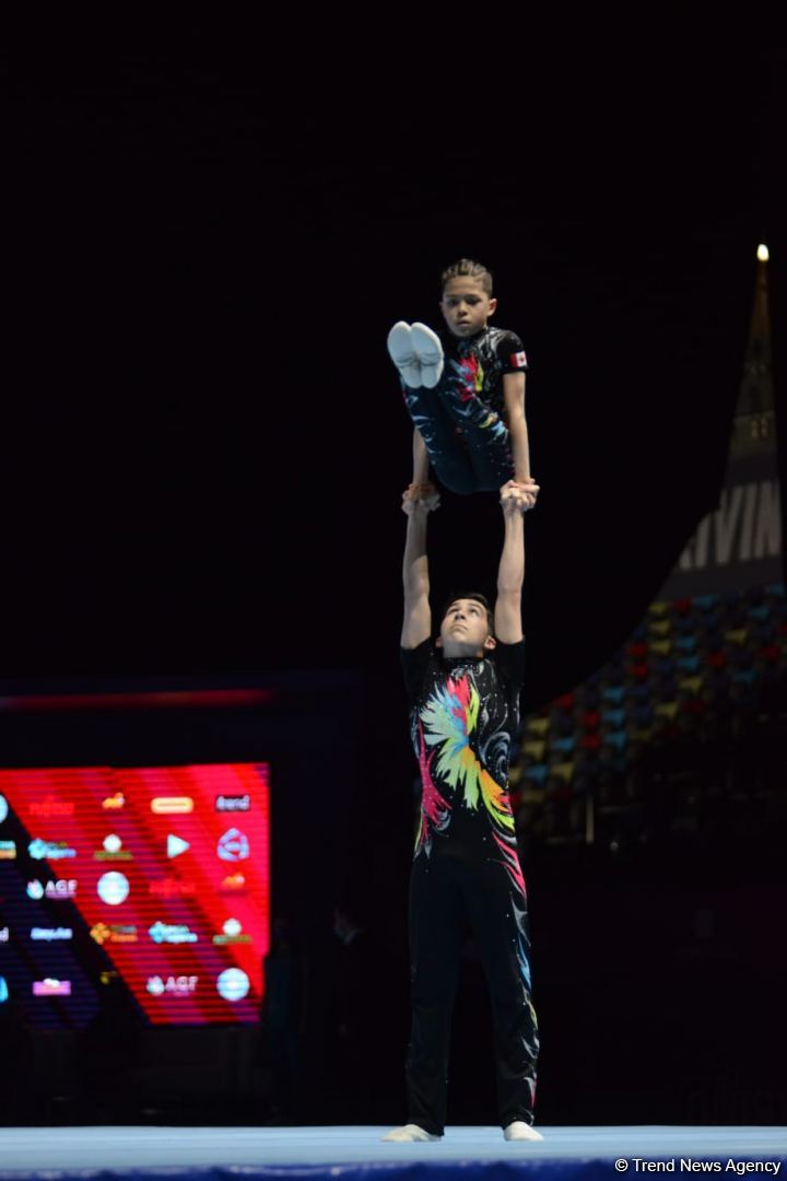 Bakıda Akrobatika Gimnastikası üzrə 12-ci Dünya Yaş Qrupları Yarışlarının birinci günü start götürüb (FOTO)