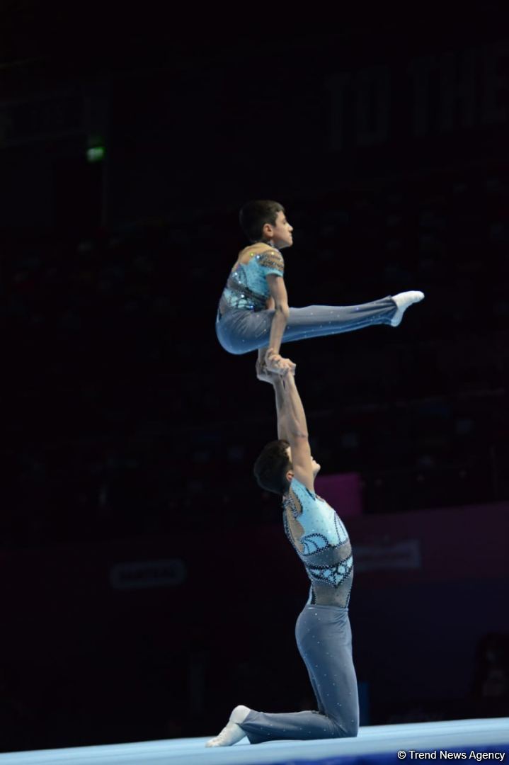 Rəsul Seyidli və Rəvan Zeynallı Akrobatika Gimnastikası üzrə Dünya Yaş Qrupları yarışında balans hərəkətlərini nümayiş etdirib (FOTO)