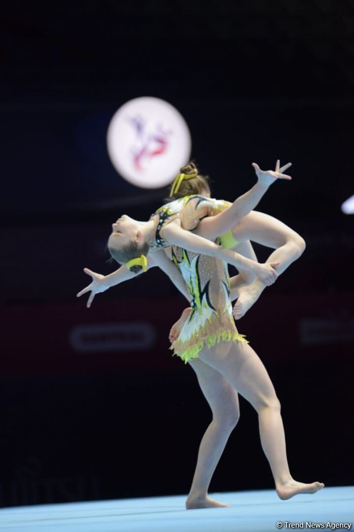Bakıda akrobatika gimnastikası üzrə Dünya Yaş Qrupları Yarışlarının ikinci günü davam edir (FOTO)