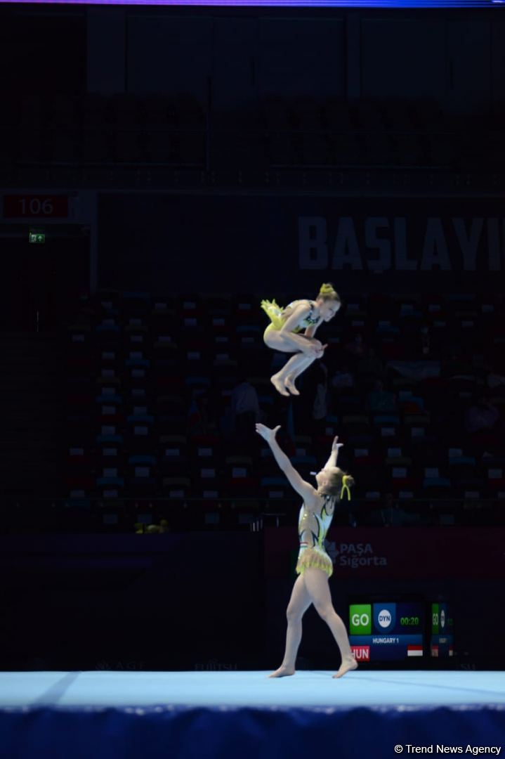 Bakıda akrobatika gimnastikası üzrə Dünya Yaş Qrupları Yarışlarının ikinci günü davam edir (FOTO)