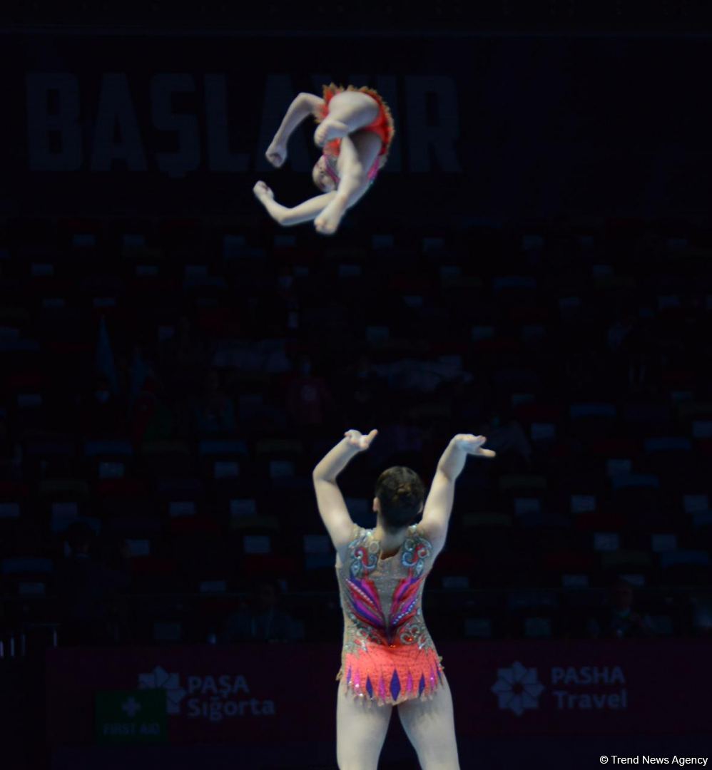 Bakıda akrobatika gimnastikası üzrə Dünya Yaş Qrupları Yarışlarının ikinci günü davam edir (FOTO)