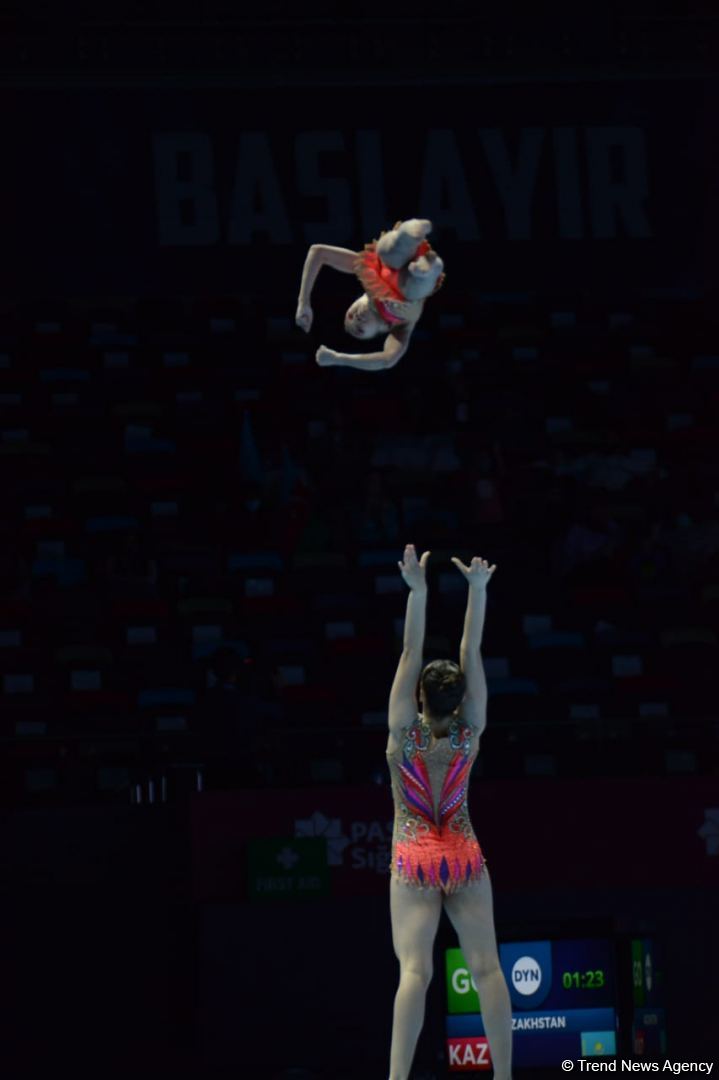 Bakıda akrobatika gimnastikası üzrə Dünya Yaş Qrupları Yarışlarının ikinci günü davam edir (FOTO)