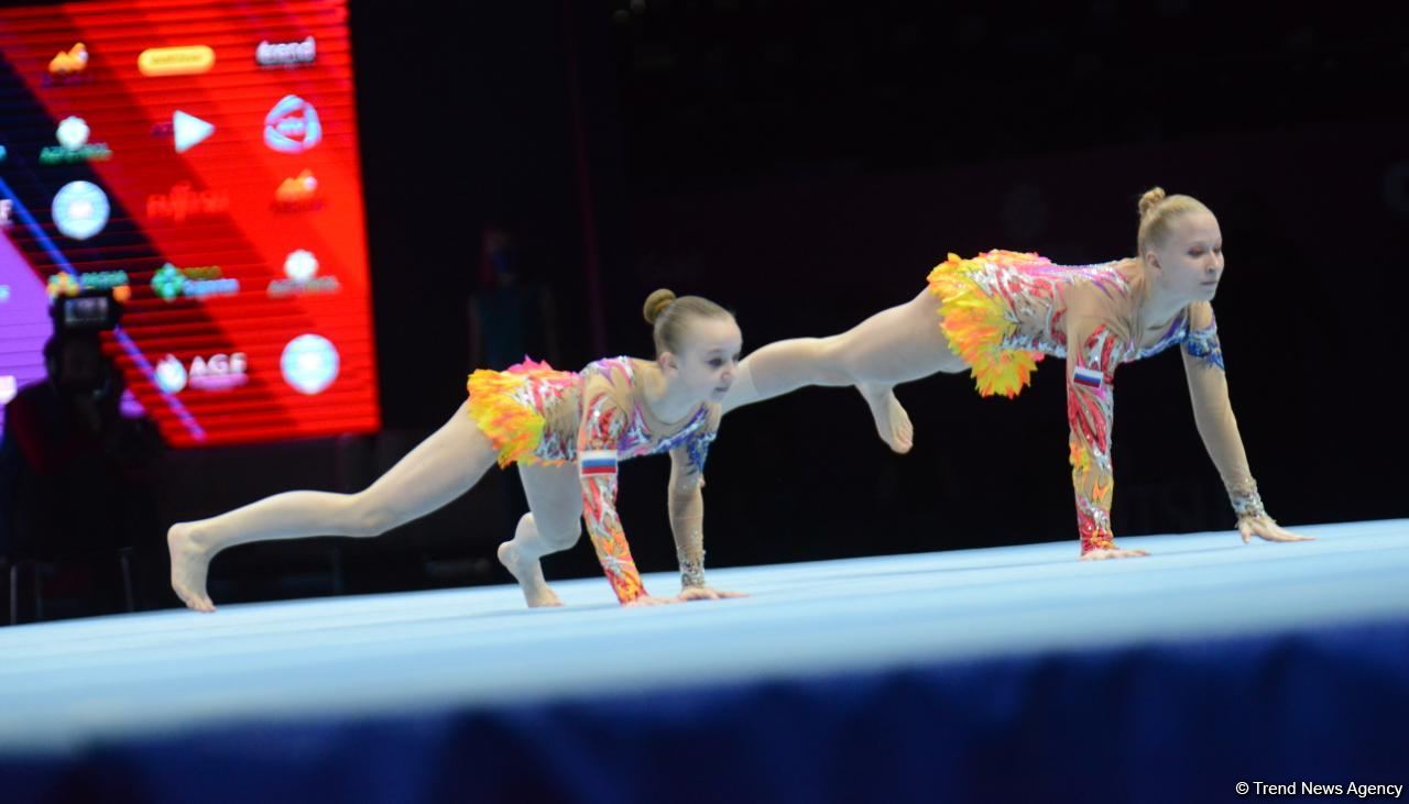 Bakıda Akrobatika Gimnastikası üzrə 12-ci Dünya Yaş Qrupları Yarışlarının final mərhələsi start götürüb (FOTO)