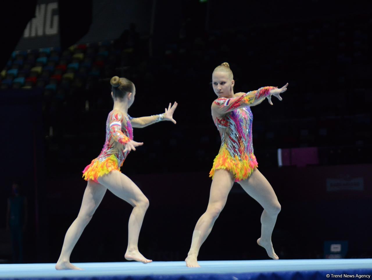 Bakıda Akrobatika Gimnastikası üzrə 12-ci Dünya Yaş Qrupları Yarışlarının final mərhələsi start götürüb (FOTO)