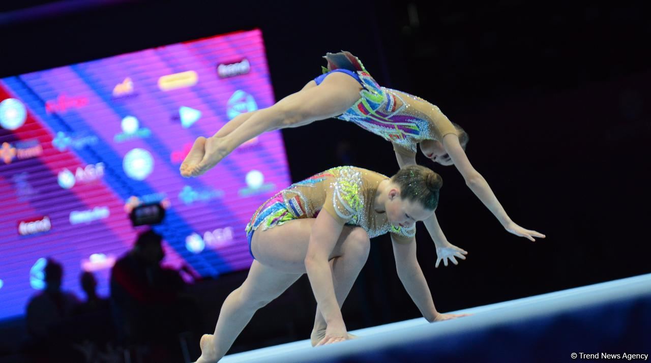 Bakıda Akrobatika Gimnastikası üzrə 12-ci Dünya Yaş Qrupları Yarışlarının final mərhələsi start götürüb (FOTO)