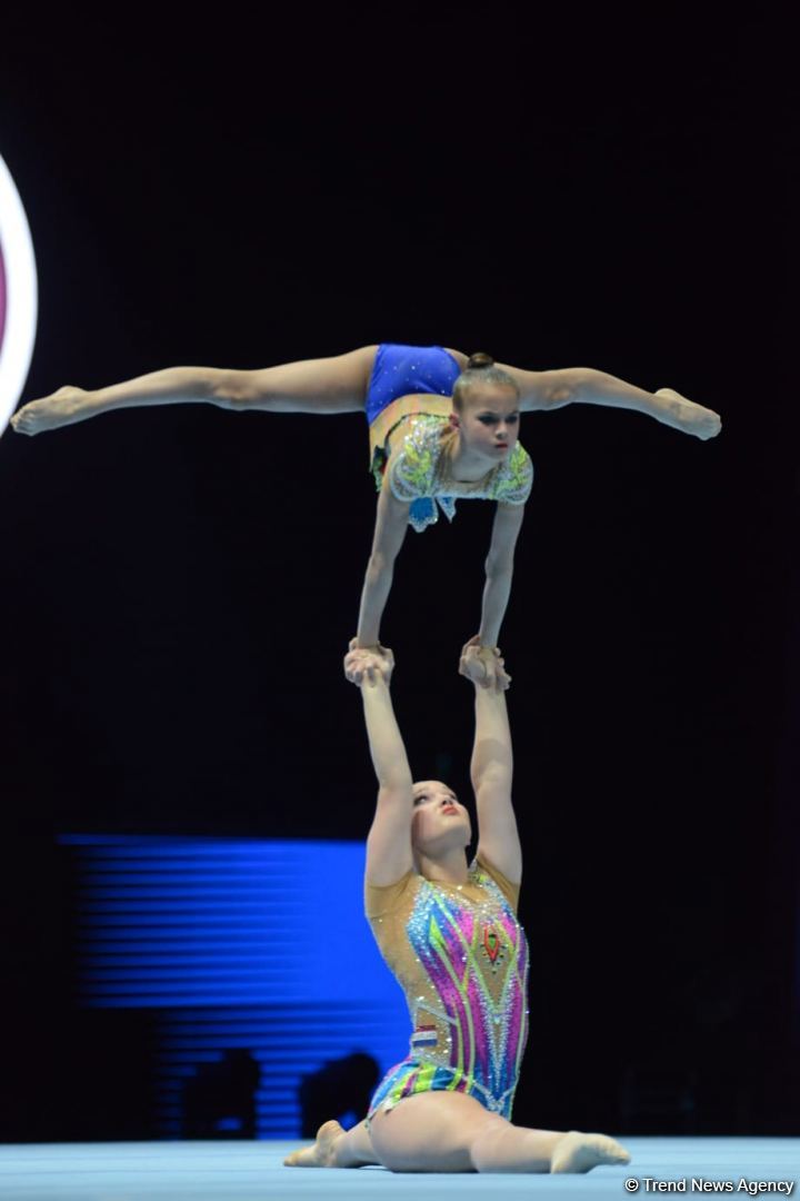 Bakıda Akrobatika Gimnastikası üzrə 12-ci Dünya Yaş Qrupları Yarışlarının final mərhələsi start götürüb (FOTO)