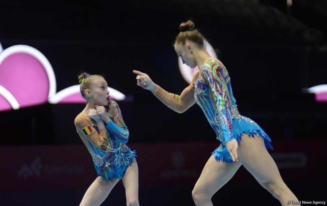 Bakıda Akrobatika Gimnastikası üzrə 12-ci Dünya Yaş Qrupları Yarışlarının üçüncü günü start götürüb (FOTO)