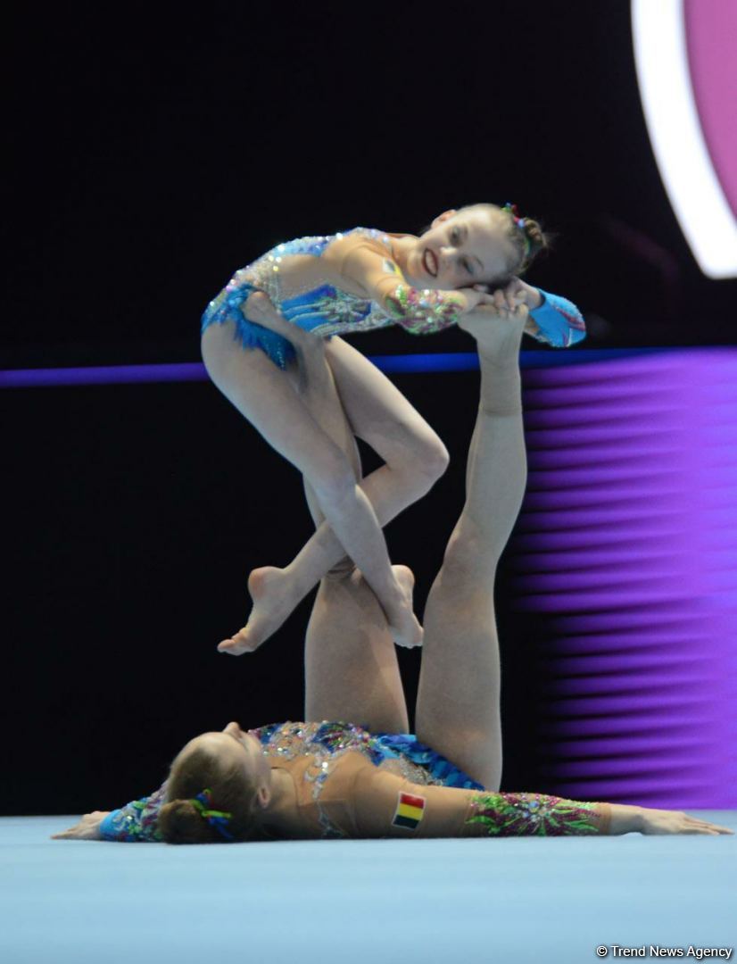 Bakıda Akrobatika Gimnastikası üzrə 12-ci Dünya Yaş Qrupları Yarışlarının üçüncü günü start götürüb (FOTO)