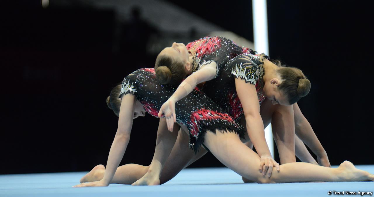 Bakıda Akrobatika Gimnastikası üzrə 12-ci Dünya Yaş Qrupları Yarışlarının üçüncü günü start götürüb (FOTO)