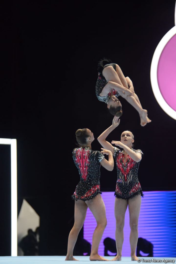 Bakıda Akrobatika Gimnastikası üzrə 12-ci Dünya Yaş Qrupları Yarışlarının üçüncü günü start götürüb (FOTO)