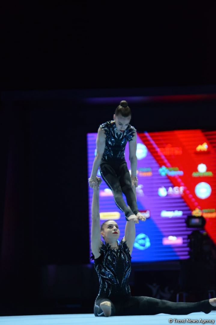 Bakıda Akrobatika Gimnastikası üzrə 12-ci Dünya Yaş Qrupları Yarışlarının üçüncü günü start götürüb (FOTO)