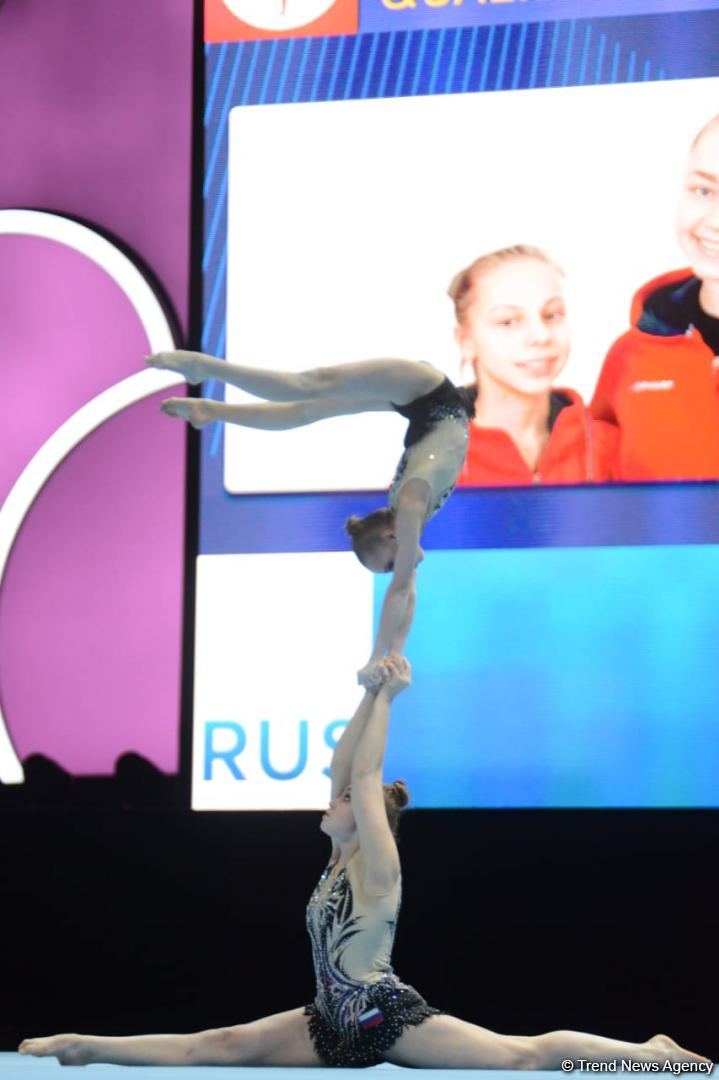 Bakıda Akrobatika Gimnastikası üzrə 12-ci Dünya Yaş Qrupları Yarışlarının üçüncü günü start götürüb (FOTO)
